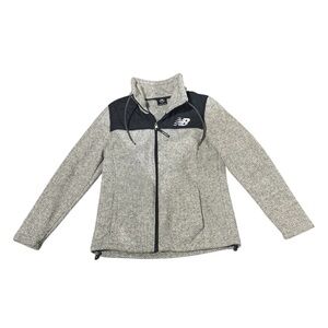 New Balance Women's Full Zip Sweater Fleece Jacket Gray Herringbone L